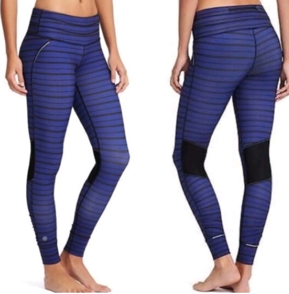 Athleta Relay Purple Stripe Tight/Legging Sz M EUC